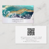 *~*ターコイズ金ゴールドホワイトQRアゲートAP66 Glam Luxe 名刺 (正面/裏面)