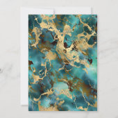 ターコイズ金ゴールドマーブルアーチムスリム結婚ズ 招待状 (裏面)