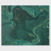 ターコイズ金ゴールドマーリングデザイン ラッピングペーパー (フラット)