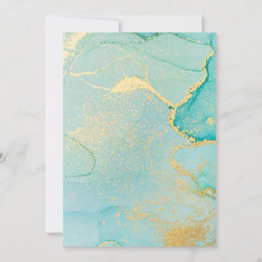 ターコイズ金ゴールドヴィンテージウェディング招待状 招待状 (裏面)