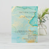 ターコイズ金ゴールドヴィンテージウェディング招待状 招待状 (スタンド正面)