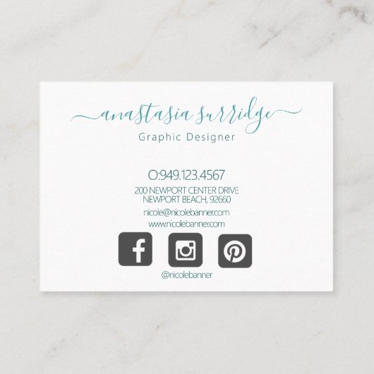 ターコイズ金ゴールド抽象芸術水色 名刺 (裏面)