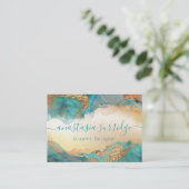 ターコイズ金ゴールド抽象芸術水色 名刺 (スタンド正面)