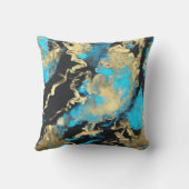 ターコイズ金ゴールド抽象芸術芸術 クッション (裏面)