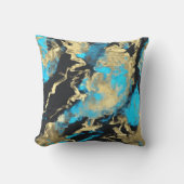 ターコイズ金ゴールド抽象芸術芸術 クッション (正面)