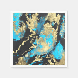 ターコイズ金ゴールド抽象芸術芸術 スタンダードカクテルナプキン