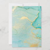 ターコイズ金ゴールド書道招待状 招待状 (裏面)