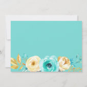 ターコイズ金ゴールド植物性フローラ結婚の感謝 サンキューカード (裏面)