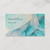 ターコイズ金ゴールド水彩 | QRコード名刺 名刺 (正面)