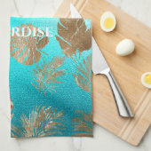 ターコイズ金ゴールド熱帯離れ キッチンタオル (四つ折り)