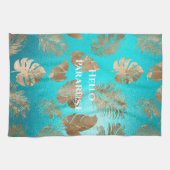 ターコイズ金ゴールド熱帯離れ キッチンタオル (横)