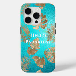 ターコイズ金ゴールド熱帯離れ iPhone 15 PROケース