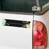 ターコイズ金ゴールド牡丹単像 バンパーステッカー (トラック上)