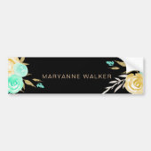 ターコイズ金ゴールド牡丹単像 バンパーステッカー (正面)