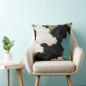 ターコイズ金ゴールド、白黒牛革 クッション (椅子)