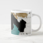 ターコイズ金ゴールド、白黒牛革 ジャンボコーヒーマグカップ (右)