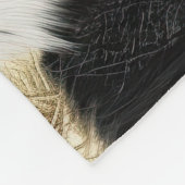 ターコイズ金ゴールド、白黒牛革 フリースブランケット (角)