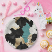 ターコイズ金ゴールド、白黒牛革 ペーパープレート (パーティー)