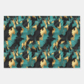 ターコイズ金ゴールド、白黒牛革 ラッピングペーパーシート (正面3)