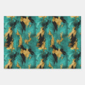 ターコイズ金ゴールド、白黒牛革 ラッピングペーパーシート (正面2)