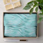 ターコイズ金属ゼブラ印刷デコページ 薄葉紙 (ギフト)