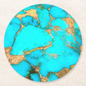 ターコイズ鉱物 ラウンドペーパーコースター (正面)