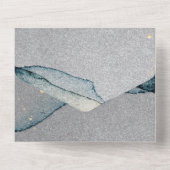 ターコイズ銀金ゴールドアルコールイ結婚ンク オールインワン招待状 (裏面)