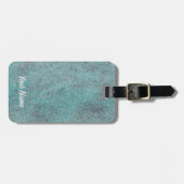 ターコイズ銅Patinaテクスチャギフト ラゲッジタグ (正面横)