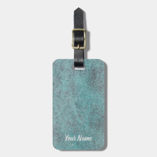 ターコイズ銅Patinaテクスチャギフト ラゲッジタグ (正面縦)