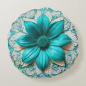ターコイズ開花ラウンドフローラチャーム ラウンドクッション (裏面)