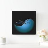 ターコイズ陰陽 スクエア壁時計 (ホーム)