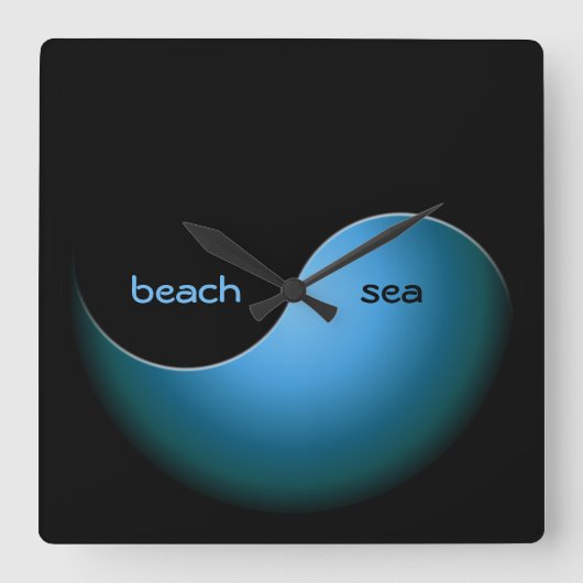 ターコイズ陰陽 スクエア壁時計 (正面)