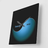 ターコイズ陰陽 スクエア壁時計 (傾斜)