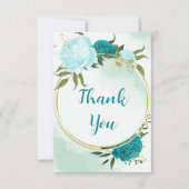 ターコイズ離れ花結婚緑 サンキューカード (正面)