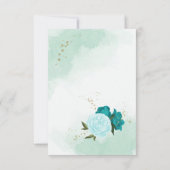 ターコイズ離れ花結婚緑 サンキューカード (裏面)