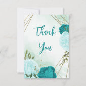 ターコイズ離れ花結婚緑 サンキューカード (正面)