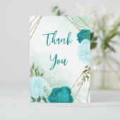 ターコイズ離れ花結婚緑 サンキューカード (スタンド正面)