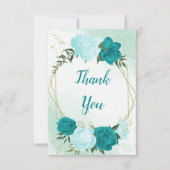 ターコイズ離れ花結婚緑 サンキューカード (正面)