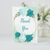 ターコイズ離れ花結婚緑 サンキューカード (スタンド正面)