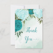 ターコイズ離れ花結婚緑 サンキューカード (正面)