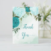 ターコイズ離れ花結婚緑 サンキューカード (スタンド正面)