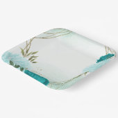 ターコイズ離れ花結婚緑 ペーパープレート (傾斜あり)