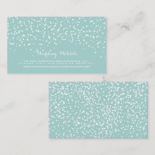 ターコイズ青と白結婚の紙吹雪パターン エンクロージャーカード (正面/裏面)