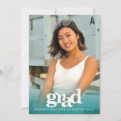 ターコイズ青はっきりした光モダンシンプルパーティー 招待状 (正面)