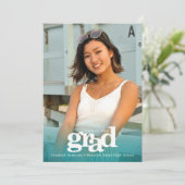 ターコイズ青はっきりした光モダンシンプルパーティー 招待状 (スタンド正面)