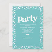 ターコイズ青はっきりした光モダンシンプルパーティー 招待状 (裏面)