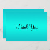 ターコイズ青グラデーション サンキューカード (正面/裏面)
