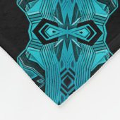 ターコイズ青パタユニークーン/ストライプ フリースブランケット (角)