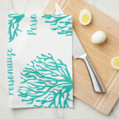 ターコイズ青白珊瑚礁海生活 キッチンタオル (四つ折り)