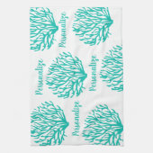 ターコイズ青白珊瑚礁海生活 キッチンタオル (縦)